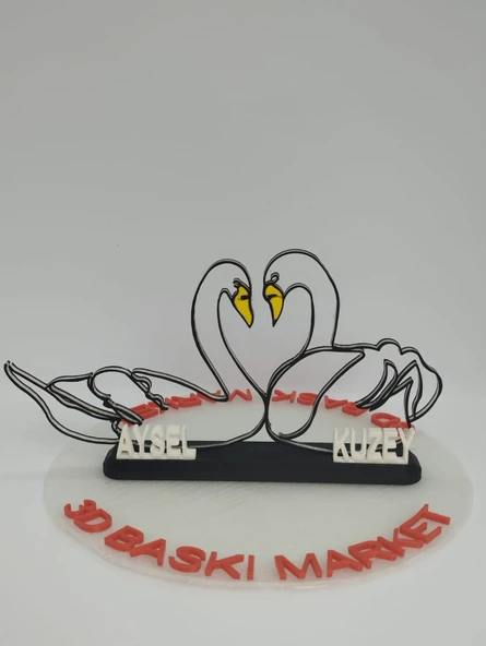 Sevgi Dolu Kuğular 3D Baskılı Dekor Sevgililer Günü veya Yıldönümleri için Romantik Hediye - 7