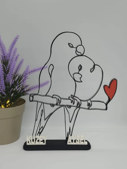 Dalda Aşk Kuşları 3D Baskılı Dekor Sevgililer Günü veya Yıldönümleri için Romantik Hediye - 3