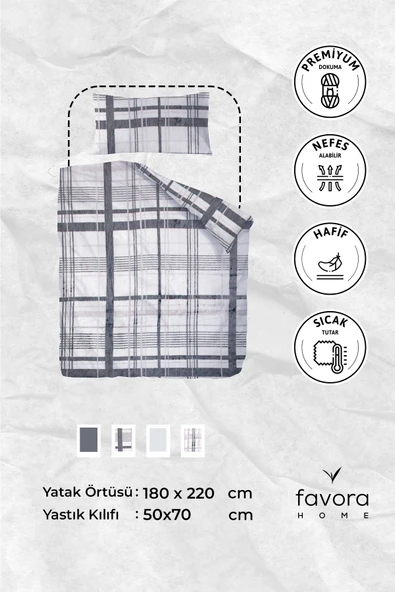 2 Parça Woolly Tek Kişilik Battaniye Yatak Örtüsü Seti - Gri - 6