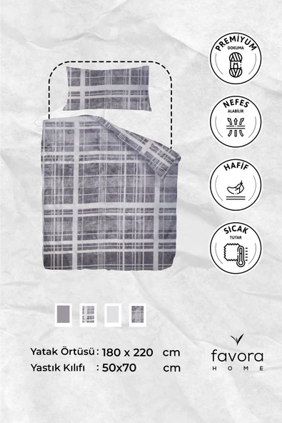 2 Parça Woolly Tek Kişilik Battaniye Yatak Örtüsü Seti - Vizon - 6