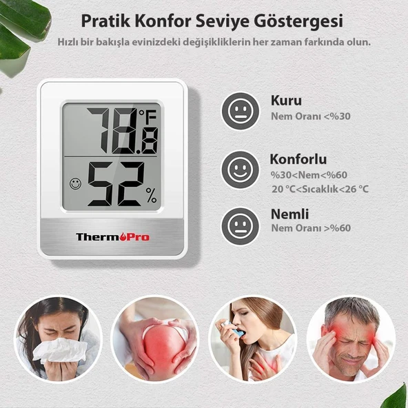 ThermoPro TP49W Mini İç Mekan Dijital Isı ve Nem Ölçer Termometre 6 Adet - 3