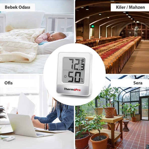 ThermoPro TP49W Mini İç Mekan Dijital Isı ve Nem Ölçer Termometre 6 Adet - 6