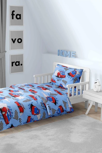 Ranforce Araba Desenli Tek Kişilik Nevresim Takımı