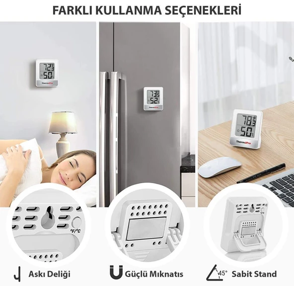 ThermoPro TP49W Mini İç Mekan Dijital Isı ve Nem Ölçer Termometre 6 Adet - 5