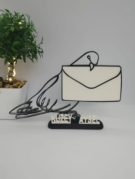 Aşk Mektubu Güvercin 3D Baskılı Dekor Sevgililer Günü veya Yıldönümleri için Romantik Hediye