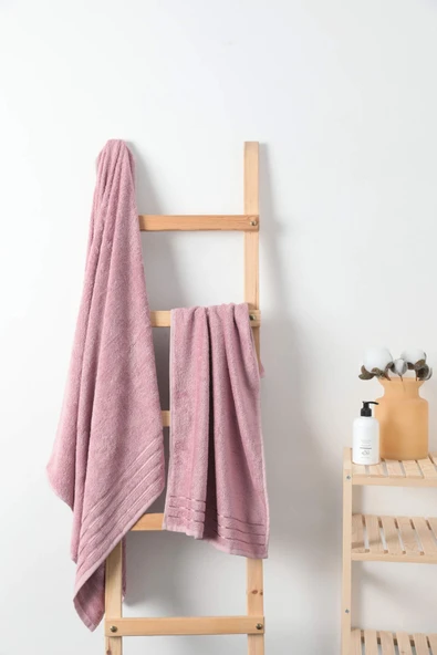Natural Bambu 2li Banyo Havlu Seti Hamam Takımı - Mürdüm
