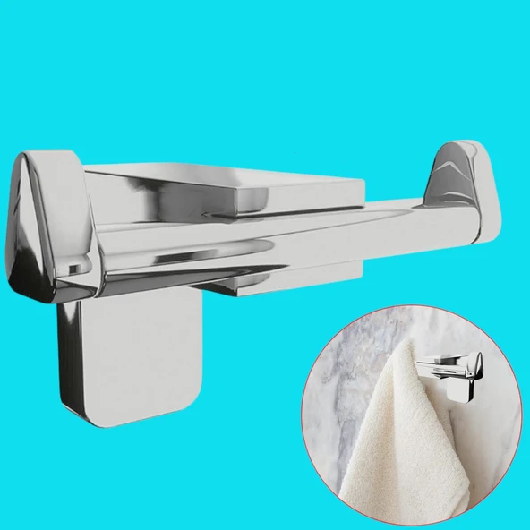Banyo Bornoz Havlu Asma Askısı Lavabo Çatal 2'li Metal Sağlam Aparat Krom Askılık Vidalı