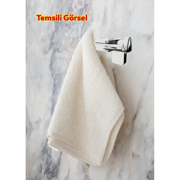 Banyo Bornoz Havlu Asma Askısı Lavabo Çatal 2'li Metal Sağlam Aparat Krom Askılık Vidalı - 4