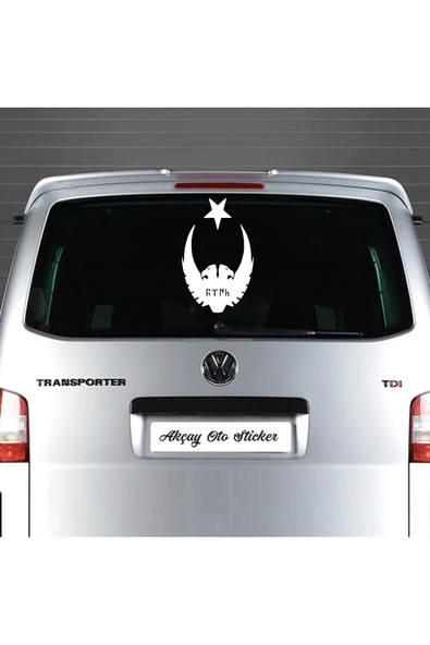Ay Yıldız Kartal Göktürkçe Türk Oto özel yeni sticker Beyaz 30*25 Cm