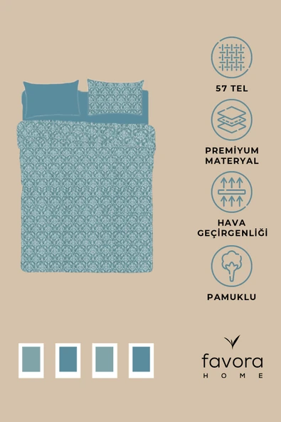 Favora Sarmal Lastikli Çarşaflı Tek Kişilik Nevresim Takımı - Yeşil - Resim 6
