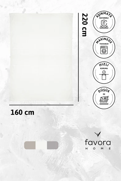 Nayra Keten Masa Örtüsü 160x220 - Krem - 6
