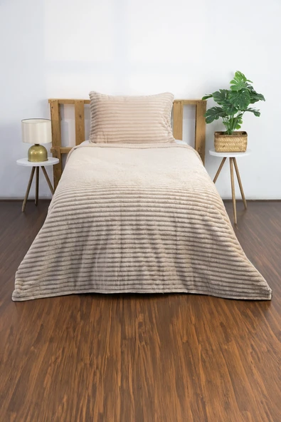 Linda 2 Parça Tek Kişilik Battaniye Seti - Vizon - Resim 2