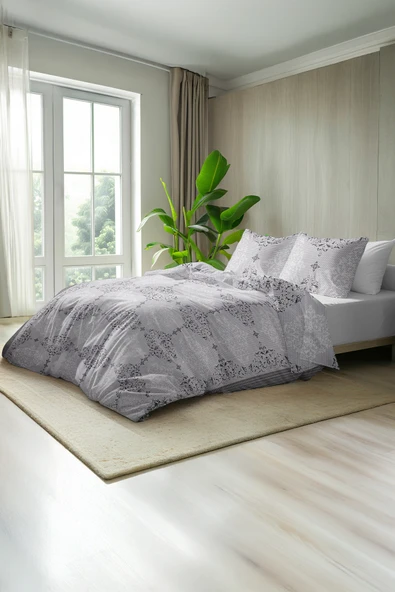 Royal 63 Tel %100 Pamuk Akfil Metrelik Nevresim Kumaşı 15 Metre - Gri - 2