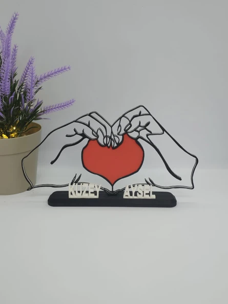 Kişiselleştirilmiş Ellerde Kalp 3D Baskılı Dekor Romantik Sevgililer Günü Hediyesi Kişiye Özel Aşk Hatırası - 3