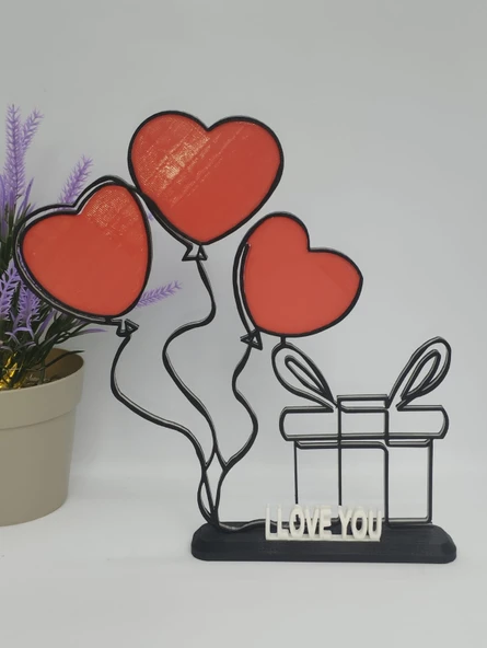 Aşk Balonları ve Hediye 3D Baskılı Dekor Sevgililer Günü veya Yıldönümleri için Romantik Hediye - 3