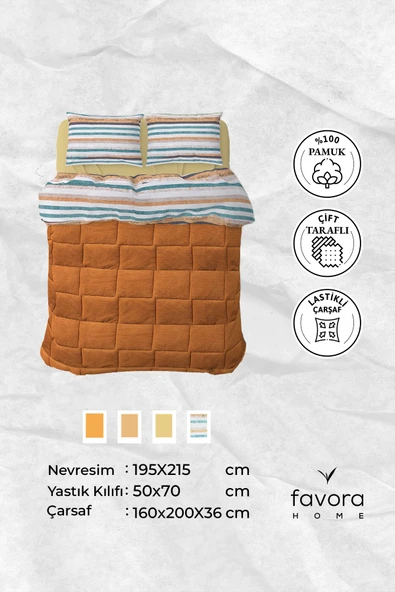 Oso Blanco Sherpa Çift Kişilik Comforter Uyku Seti - Hardal - Resim 6