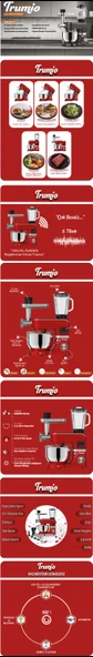 Trumio SM1503BMLF 6.2 lt Kırmızı Blender ve Hamur Yoğurma Makinesi - 5