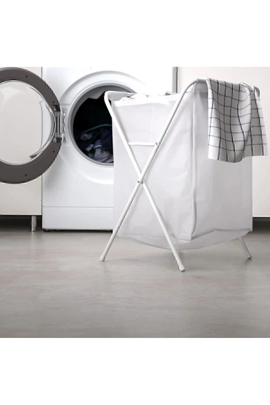 IKEA Jall 50 lt 8 kg Kapasiteli Beyaz Katlanır Çamaşır Sepeti - 3