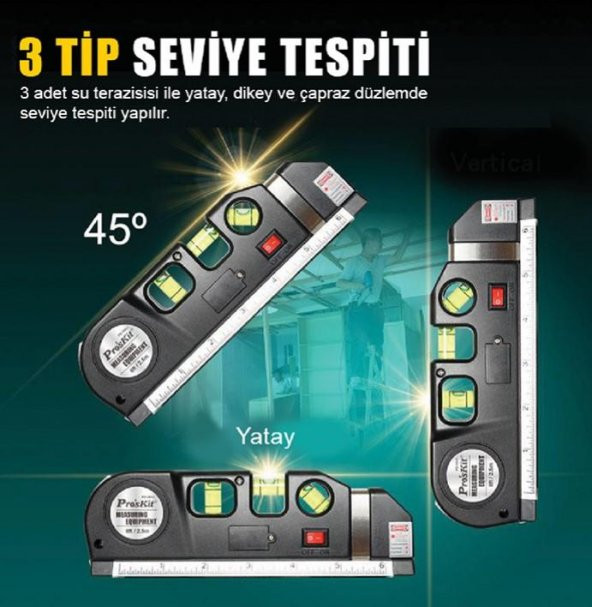 Proskit Pd-161C Lazerli Metre Su Terazili 4İn1 - 4