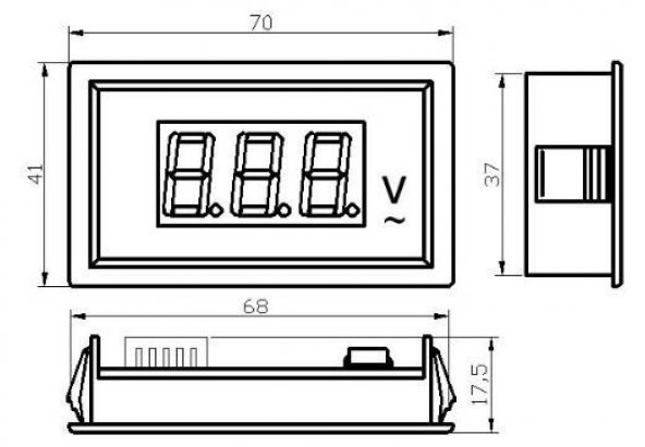 Dijital Ampermetre İnput:9VDC  Output:150A/AC