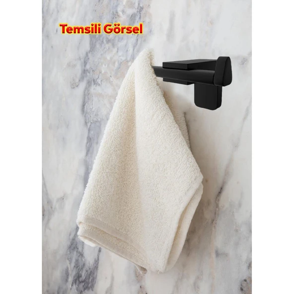 Banyo Bornoz Havlu Lavabo Çatal 2'li Metal Sağlam Aparat Siyah Askılık Asma Askı Vidalı - 5