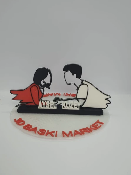 Kişiselleştirilmiş Melek Çift 3D Baskılı Masa Dekoru Benzersiz Sevgililer Günü Hediyesi Yıldönümü Hatırası - 8