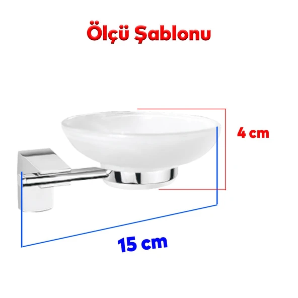 Banyo Lavabo  Wc Vidalı Metal Sabunluk Katı Sabunluk Cam Haznesi El Sabunluğu Kristal - 3
