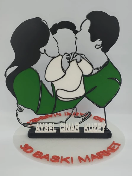 Kişiselleştirilmiş Mutlu Aile 3D Baskı Masa Dekoru Özel Çift Hediyesi Sevgililer Günü, Yıldönümü veya Doğum Günü Hatırası - 7