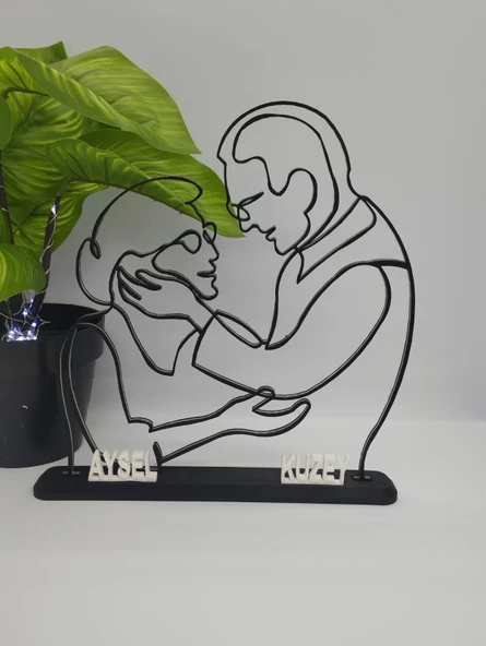 Kişiselleştirilmiş Çift Silüeti 3D Baskılı Dekor Özel Günler İçin Yürek Isıtan Kişiye Özel Hediye - 2