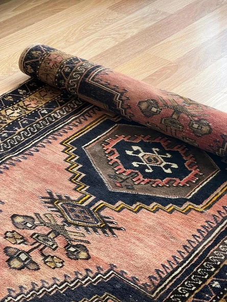 95 x 158 cm Antik Türk Halısı, Nostaljik Uşak Halısı, El Yapımı Yıkanabilir Yün Halı, Vintage Tutkunları İçin Ev Dekoru - 7