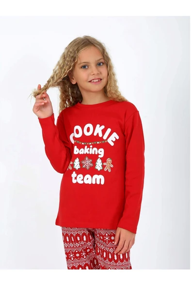 Kız Çocuk Uzun Kollu %100 Pamuklu Pijama Takımı 6/9 Yaş - 3