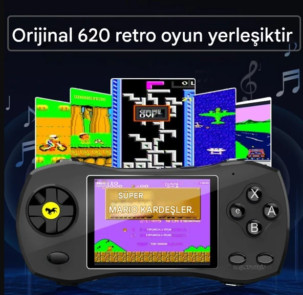 QASUL Araba Görünümlü Taşınabilir Elde Taşınabilir Video Oyunları Oyun Konsolu AV TV Tak  620 Retro Hediye - 2