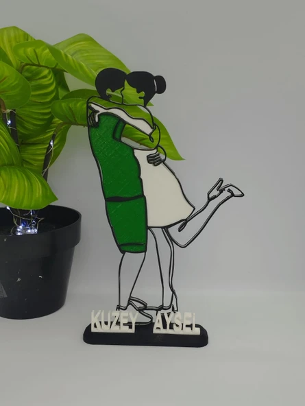 Kişiselleştirilmiş Çift 3D Baskılı Masa Dekoru Romantik Sevgililer Günü Hediyesi Yıldönümü Hatırası Sevgiyle El Yapımı - 2