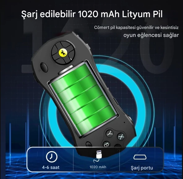 QASUL Araba Görünümlü Taşınabilir Elde Taşınabilir Video Oyunları Oyun Konsolu AV TV Tak  620 Retro Hediye - 4
