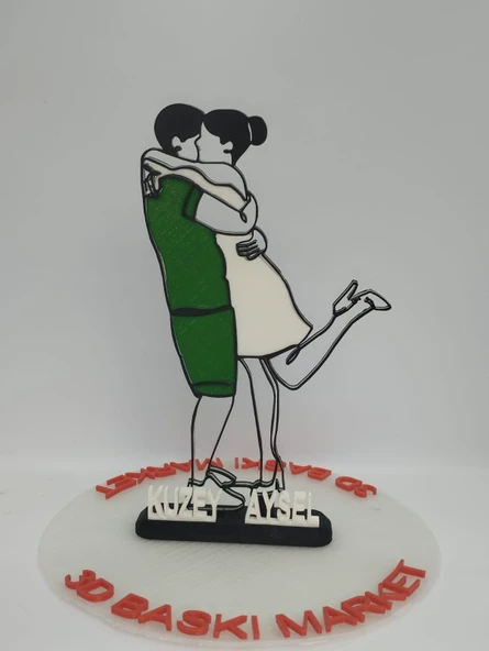 Kişiselleştirilmiş Çift 3D Baskılı Masa Dekoru Romantik Sevgililer Günü Hediyesi Yıldönümü Hatırası Sevgiyle El Yapımı - 7