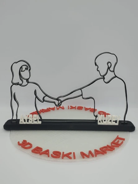 Kişiselleştirilmiş Çift El Sıkışma 3D Baskılı Dekor Sevgililer Günü veya Yıldönümleri için Romantik Özel Hediye - 6