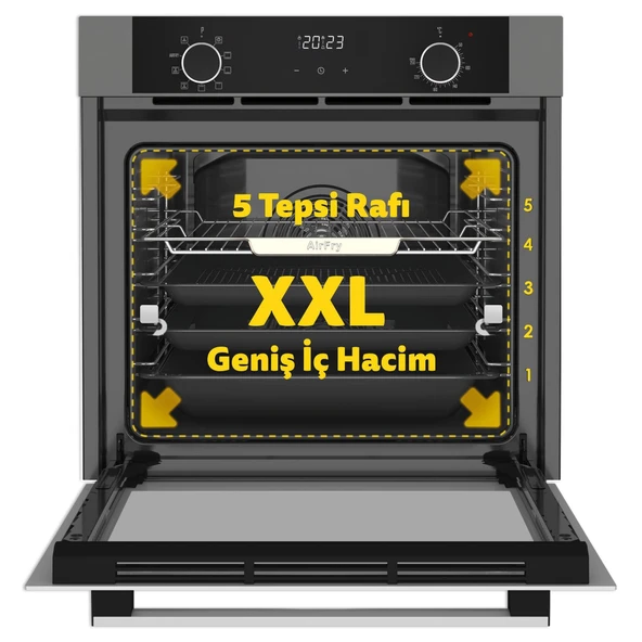 Simfer 8217 Airfry Plus, Siyah Cam Dijital,10 Fonk - Resim 2