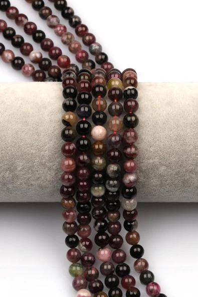 Renkli Turmalin (A Kalite) Doğal Taş Dizi 6 mm Küre Kesim ürün görseli