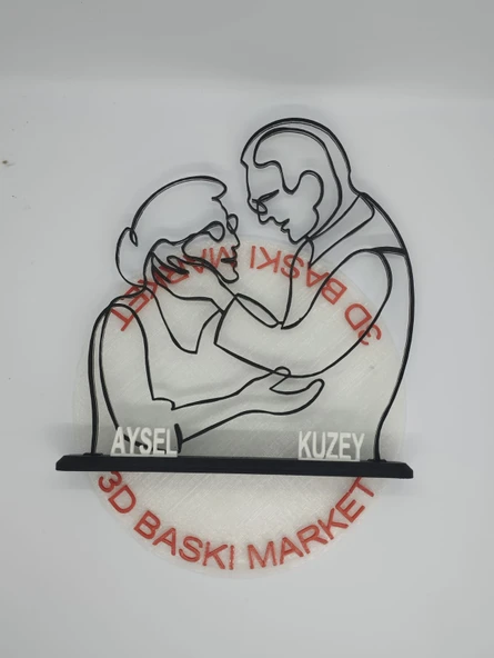 Kişiselleştirilmiş Çift Silüeti 3D Baskılı Dekor Özel Günler İçin Yürek Isıtan Kişiye Özel Hediye - 8