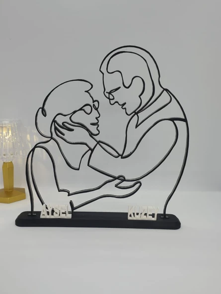 Kişiselleştirilmiş Çift Silüeti 3D Baskılı Dekor Özel Günler İçin Yürek Isıtan Kişiye Özel Hediye - 5