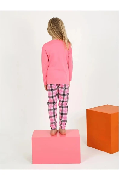 Kız Çocuk Uzun Kollu %100 Pamuklu Düğmeli Pijama Takımı 2/5 Yaş - 3