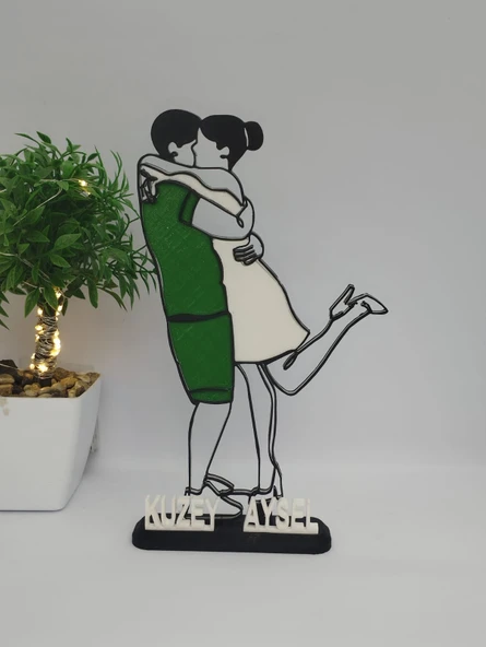 Kişiselleştirilmiş Çift 3D Baskılı Masa Dekoru Romantik Sevgililer Günü Hediyesi Yıldönümü Hatırası Sevgiyle El Yapımı