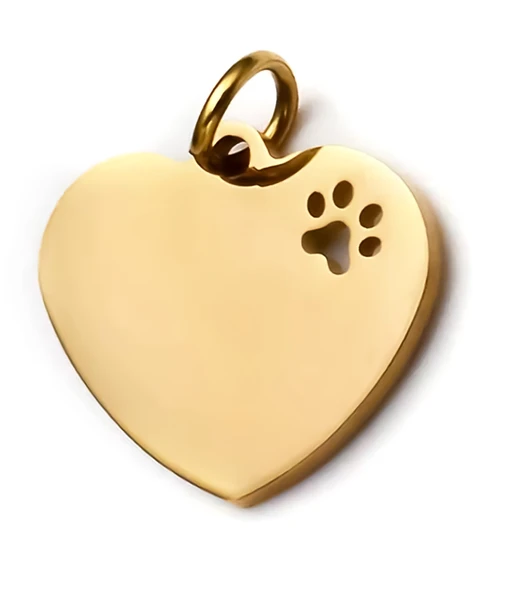 Kişiye Özel Kalp Model Patili Çelik Kedi Köpek Künyesi - 3