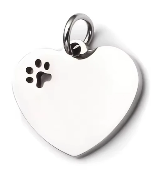 Kişiye Özel Kalp Model Patili Çelik Kedi Köpek Künyesi - 4