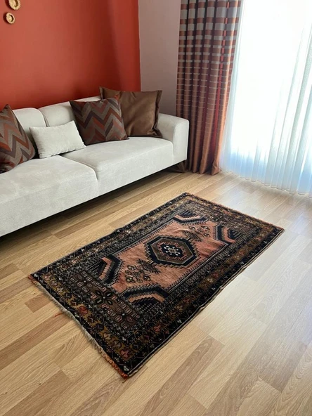 95 x 158 cm Antik Türk Halısı, Nostaljik Uşak Halısı, El Yapımı Yıkanabilir Yün Halı, Vintage Tutkunları İçin Ev Dekoru - 5