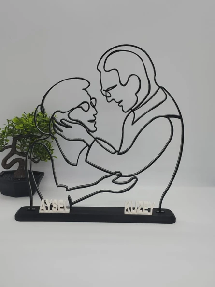 Kişiselleştirilmiş Çift Silüeti 3D Baskılı Dekor Özel Günler İçin Yürek Isıtan Kişiye Özel Hediye - 4