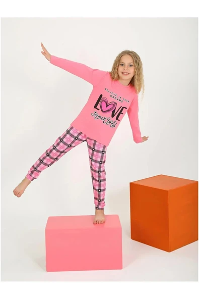 Kız Çocuk Uzun Kollu %100 Pamuklu Düğmeli Pijama Takımı 6/9 Yaş - 2