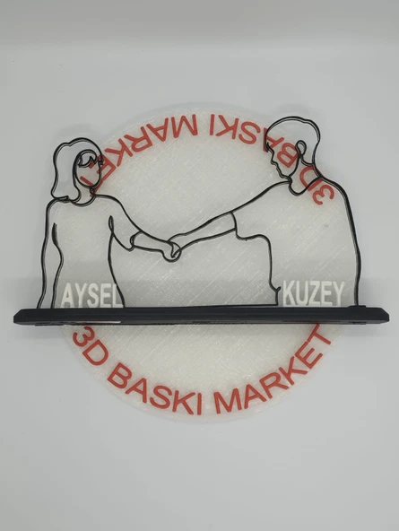 Kişiselleştirilmiş Çift El Sıkışma 3D Baskılı Dekor Sevgililer Günü veya Yıldönümleri için Romantik Özel Hediye - 7