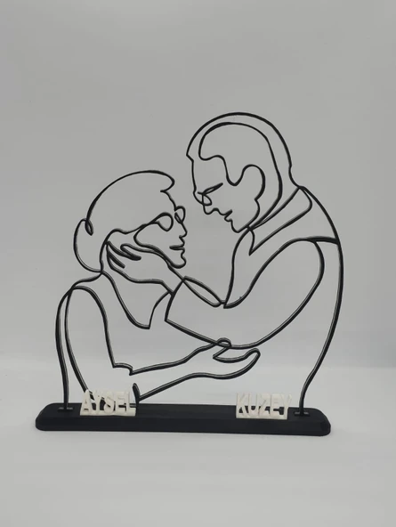 Kişiselleştirilmiş Çift Silüeti 3D Baskılı Dekor Özel Günler İçin Yürek Isıtan Kişiye Özel Hediye - 6