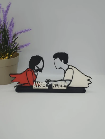 Kişiselleştirilmiş Melek Çift 3D Baskılı Masa Dekoru Benzersiz Sevgililer Günü Hediyesi Yıldönümü Hatırası - 3